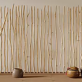 Log Pillar Homestay Partition Railing Fence 3d model