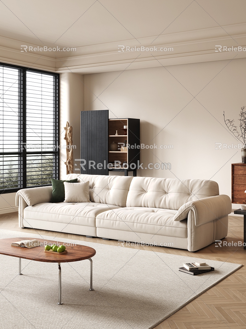 Modern double sofa sofa coffee table combination 3d model