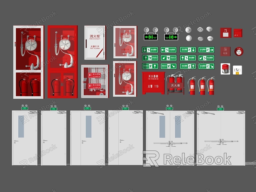Fire fighting equipment and equipment combination Fire fighting facilities Fire door Fire cabinet Safety exit Fire extinguisher Smoke alarm Fire hydrant model