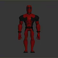Red and Black Superhero Action Figure Standing with Glossy Surface and Detailed Design