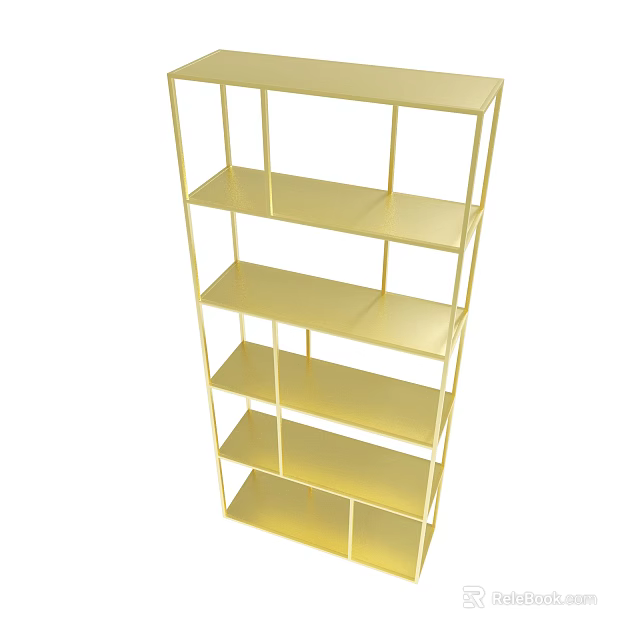 Golden Multi Tiered Modern Shelving Unit For Home Storage And 3d model 