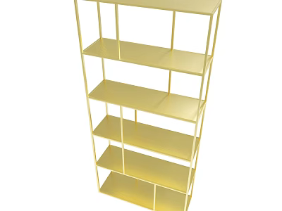 Golden Multi Tiered Modern Shelving Unit For Home Storage And 3d model
