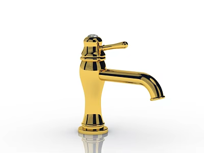 Golden Modern Faucet with Sleek Design and Polished Finish for Bathroom or Kitchen 3d model