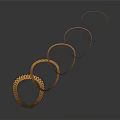 Elegant Orange Geometric Shaped Jewelry Featuring Connected Links in Curved Reflective Design