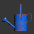 Vintage Blue Watering Can With Rustic Design And Rust Accents For Home Use