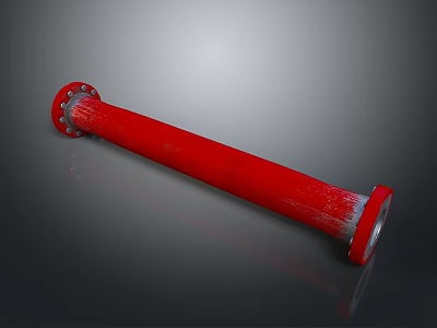 Red Cylindrical Lighting Fixture Combination With Metallic End Components Design 3d model