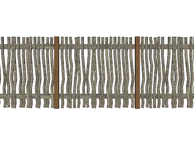 Rustic Natural Bamboo Fence with Crossed Woven Design for Outdoor Garden Decoration 3d model
