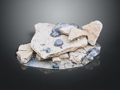 Wood and Stone Natural Decorative Piece with Stacked Irregular Stone Blocks and Varied Colors 3d model