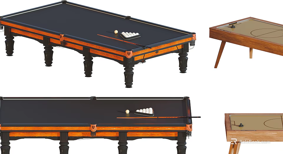 High Quality Billiard Table With Cue Balls And Wooden Side Table For Home Sports 3d model 