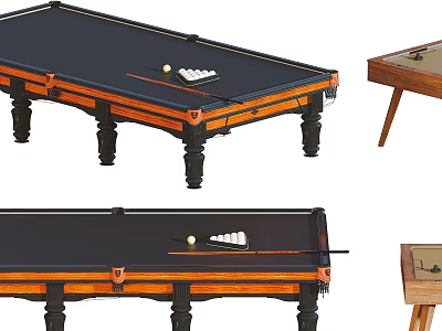 High Quality Billiard Table With Cue Balls And Wooden Side Table For Home Sports 3d model