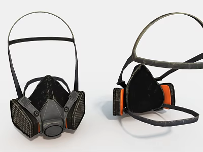 Respiratory Protection Masks For Daily Use With Dual Design Adjustable Straps Black Orange Filter Cartridges 3d model