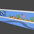 Decorative Ocean Themed Feature Wall With Octopus Seaweed Bubbles And Waves Design 3d model