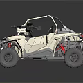 Military All Terrain Vehicle With Mounted Machine Gun Roll Cage And Off Road Tires 3d model