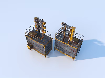 Industrial Equipment With Dual Metal Platforms Railings And Mechanical Components 3d model