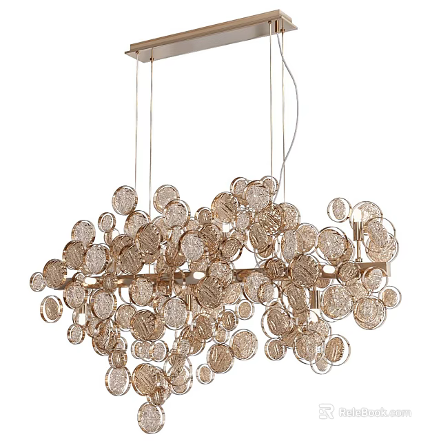 Modern Decorative Crystal Chandelier With Round Transparent Elements Hanging Design 3d model