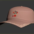 Pink Daily Life Cap With Cute Cartoon Character And Decorative Brim