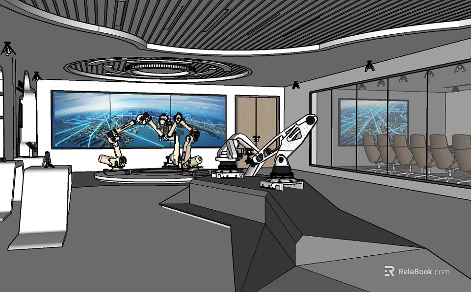 Modern Open Kitchen Interior Design With Spacious Layout And Island Counter 3d model