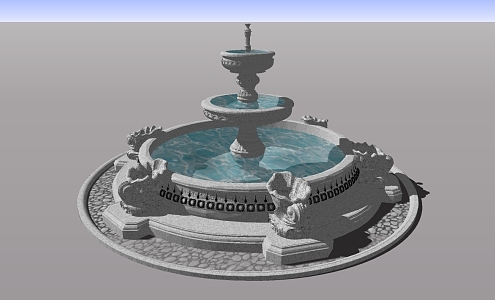 European-style courtyard fountain European-style carved crystal fountain 3d model