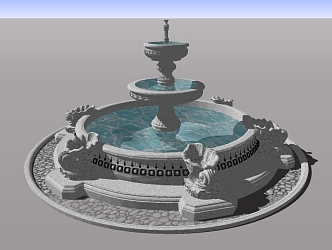 European-style courtyard fountain European-style carved crystal fountain 3d model