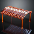 Modern Orange Pergola With Grid Lattice Roof and Supporting Columns for Outdoor Design
