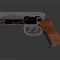 Tactical Pistol Featuring Wooden Grip Metal Barrel And Modern Design Details