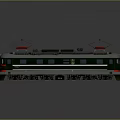 Electric Green and Gray Train Model with Red Pantographs on Top Displayed with Reflective Surface 3d model