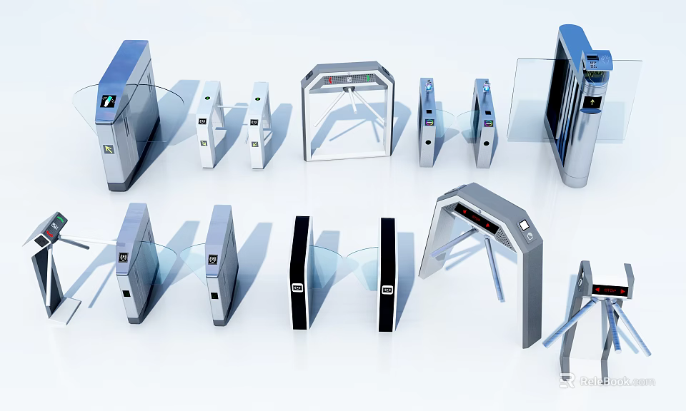 Public Facilities Security Turnstiles With Various Designs And Access Control Features 3d model 
