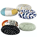 Round Decorative Cushions With Various Patterns For Home Living Accessories 3d model