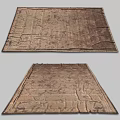 Vintage Square Rug with Intricate Patterned Design and Textured Brown Beige Finish