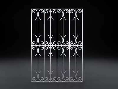 White Iron Gate With Ornate Scroll Designs And Elegant Decorative Patterns 3d model