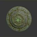 Ancient Circular Shield Featuring Intricate Gold Blue Patterns and Handcrafted Design 3d model