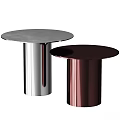 Modern Round Dining Tables With Brushed Gold And Silver Cylindrical Legs 3d model