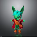 Green Character Creature Plush Toy with Large Ears Teal Hair Red Cape And Orange Shoes