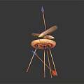 Decorative Wooden Target Garden Ornament with Red Blue Center and Scattered Arrows