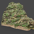 Decorative Natural Stone Structure With Green Moss And Irregular Surface Texture 3d model