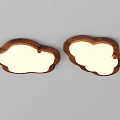 Cloud Shaped Wooden Frame Ceiling Lights With White Light Surface 3d model