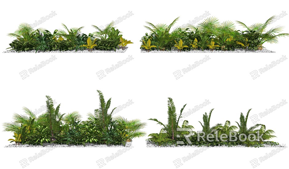 modern shrub plant green plant shrub model