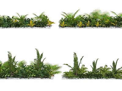 Shrubs Garden Landscaping With Lush Green Foliage And Diverse Plant Varieties 3d model