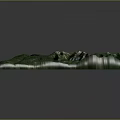 3D Mountain Terrain Model With Green Vegetation Snowy Peaks And Lakes