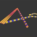 Decorative Weapon With Gold Blue Stripes Elongated Scepter Shiny Reflective Finish