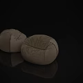 Two Cozy Beige Fabric Bean Bag Chairs For Comfortable Home Living Room
