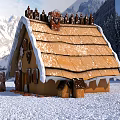Charming Cartoon Scene Gingerbread House With Snowy Mountain Backdrop Forest And Sweet Cookie Decorations