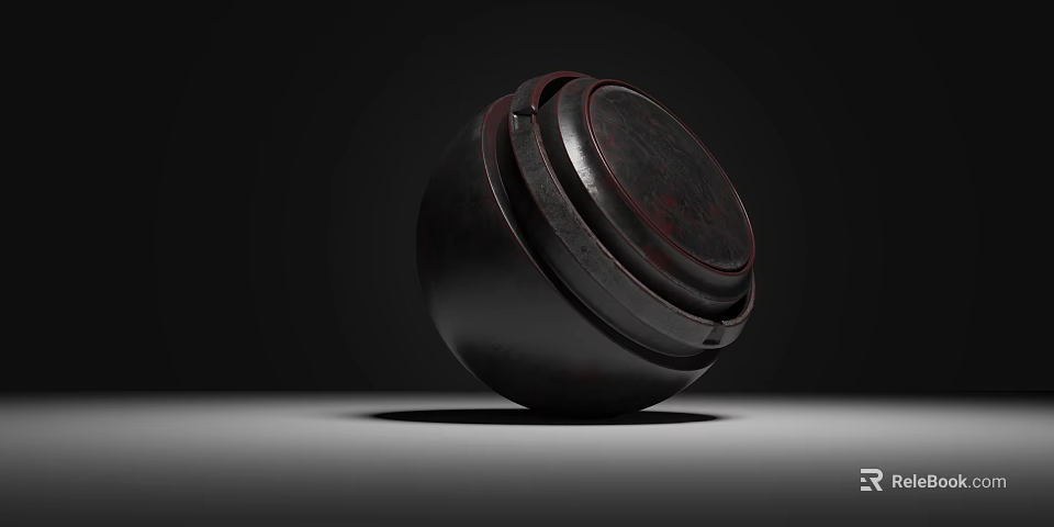 Dark Circular Textured Container With Layered Structure And Shadow On Simple Background 3d model 