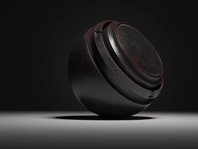 Dark Circular Textured Container With Layered Structure And Shadow On Simple Background 3d model