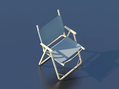 Folding Leisure Chair With Light Blue Seat Back And White Frame Design 3d model