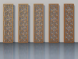 New Chinese-style Ornaments Screen Flower Screen Partition Ornaments 3d model