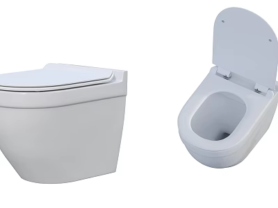 Modern Sleek Toilet Design Featuring Closed Lid And Open Seat Views 3d model
