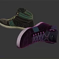 High Top Dark And Turquoise Shoes Featuring White Sole And Laces Design