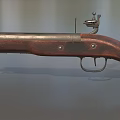 Vintage Flintlock Weapon With Wooden Stock And Metal Historical Components