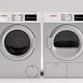 Two Modern White BOSCH Front Load Washing Machines With Sleek Design And Control Panel 3d model
